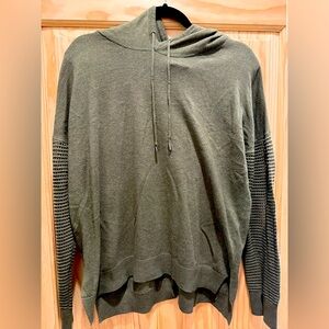 Stitches and stripes olive green open sweater